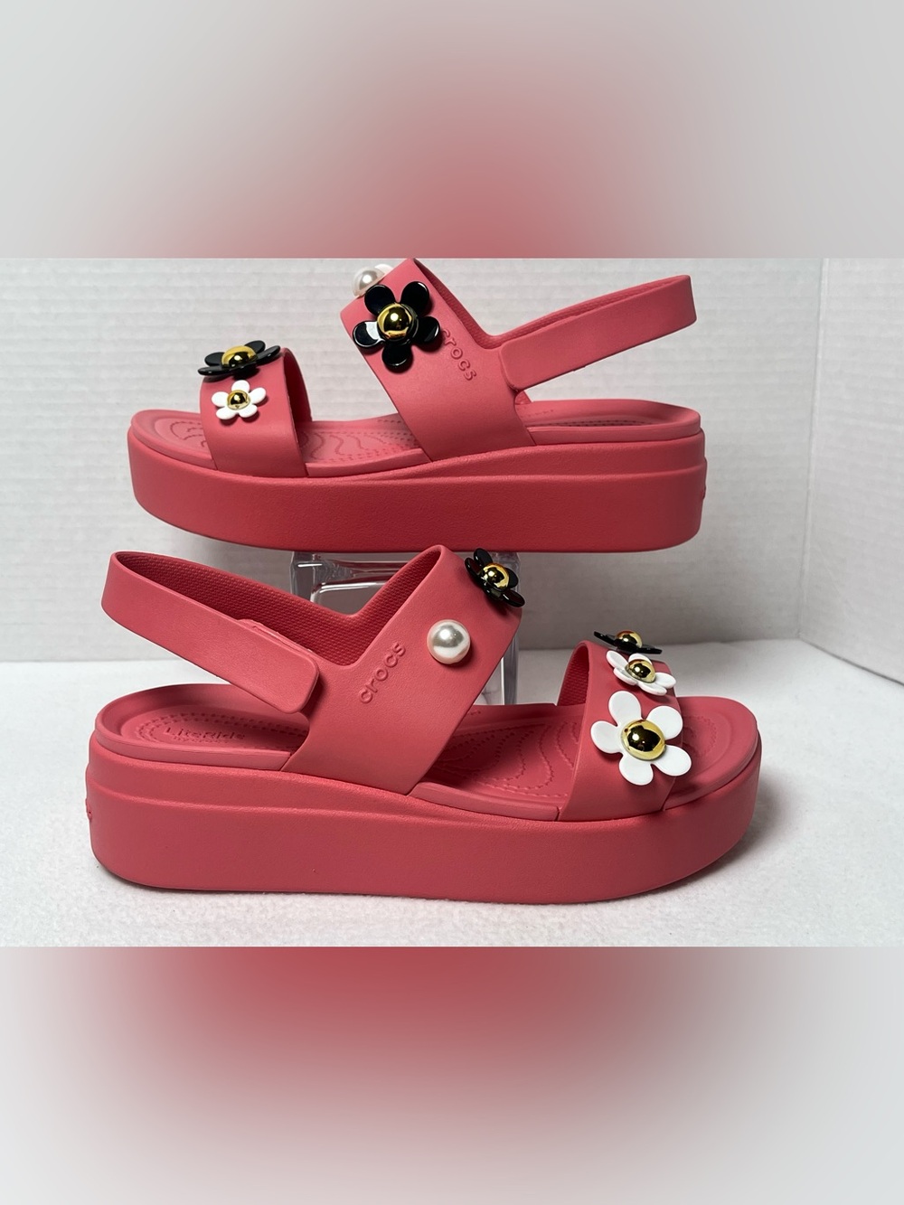 CROCS Brooklyn Lite Ride Slingback Platform Wedge w/Charms Sandal 9